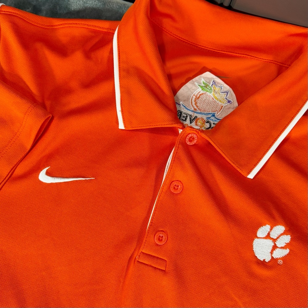 Nike Dri-FIT NCAA Clemson Tigers Discover Orange Bowl Short Sleeve Polo Mens XL